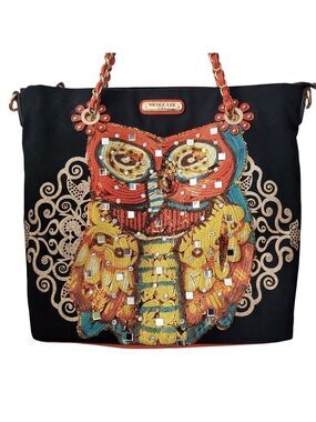 NICOLE Lee USA Rare Embellished Owl Large Crossbody Strap Shoulder Bag Purse
